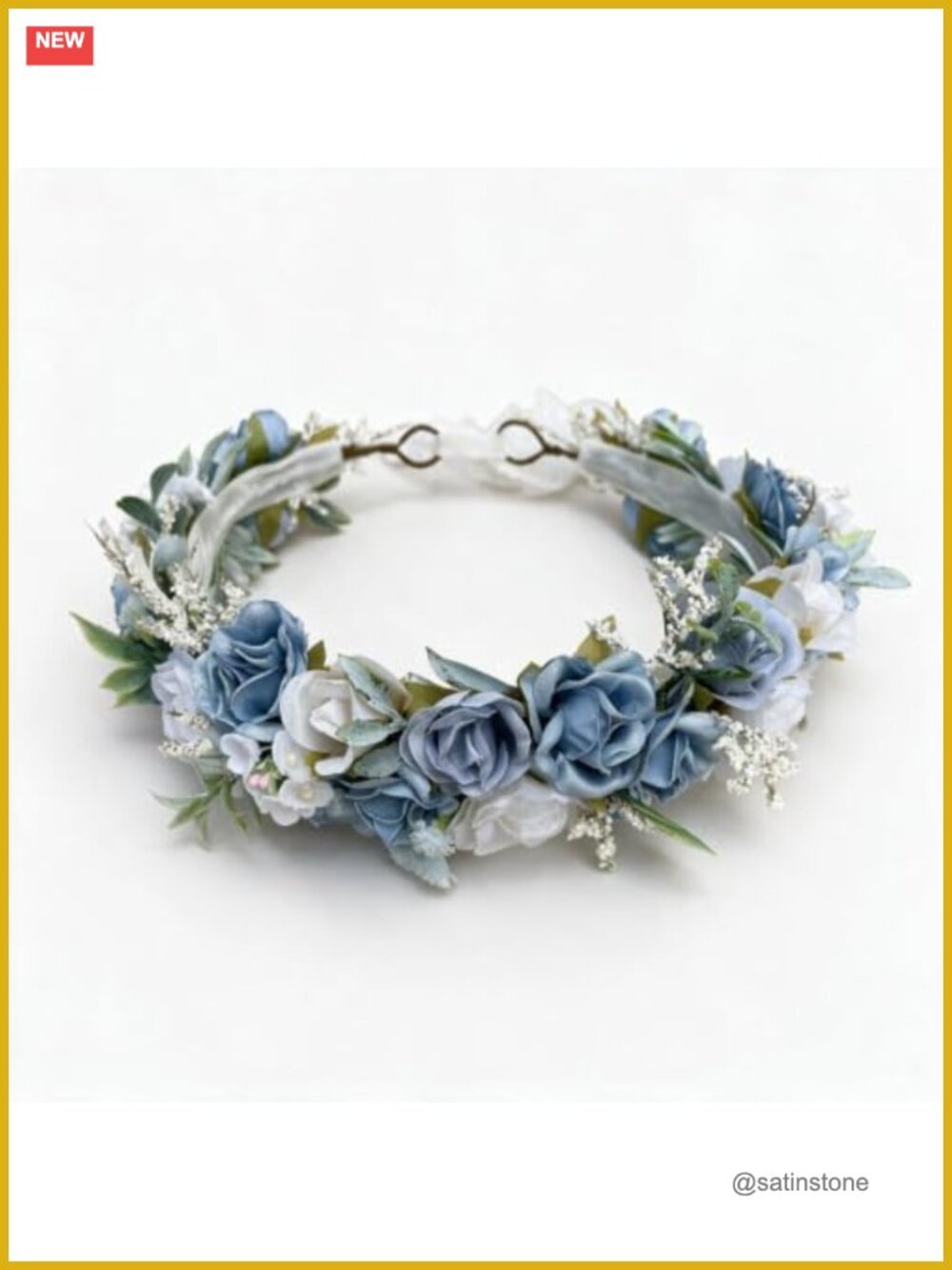 Silk Flower Crown Headband Adjustable Ribbon Tie Wedding Photo Prop